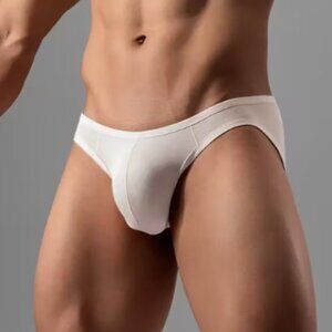 Asian XL Men'S High-Waisted V-Neck Briefs Soft, Breathable, Stretchy White